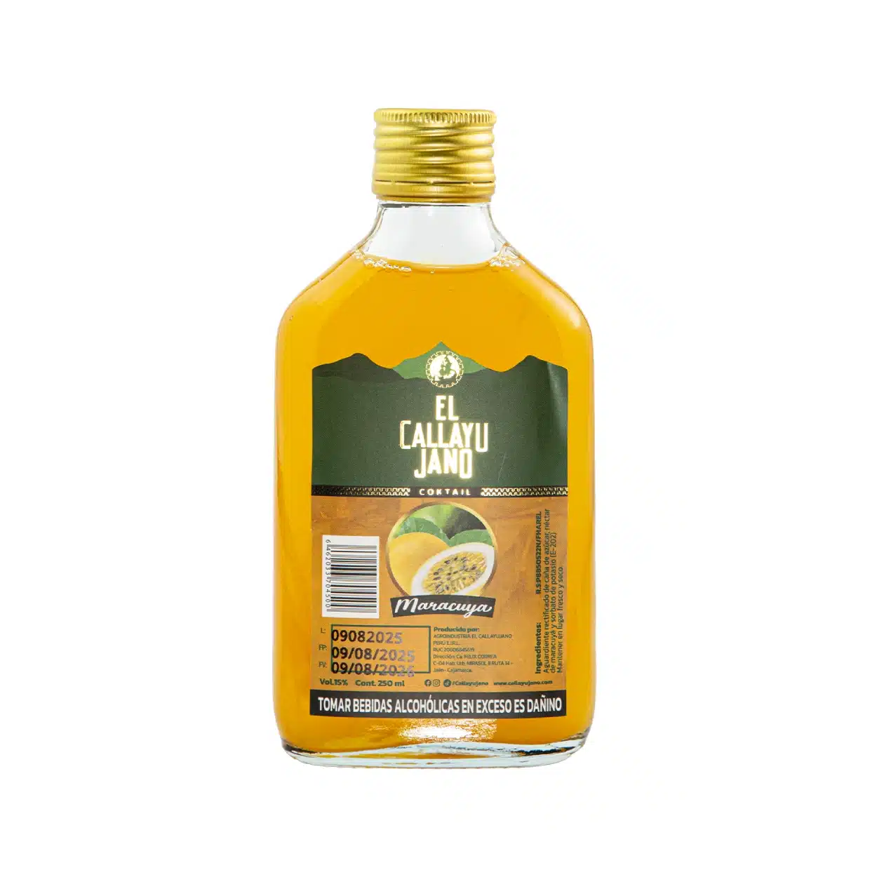 Chata Maracuya Cóctel de Maracuyá Callayujano – Licor Peruano Artesanal Embotellado 250ml - Image 1